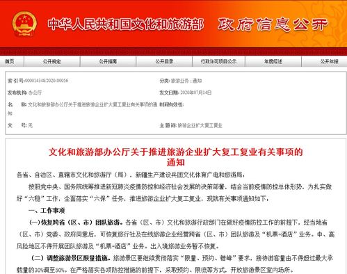 通知 恢复跨省团队旅游 出入境旅游业务暂不恢复